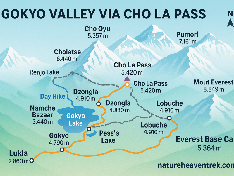 Does the Gokyo Valley Trek 4,750 M need to cross the Cho La Pass at 5,420 M